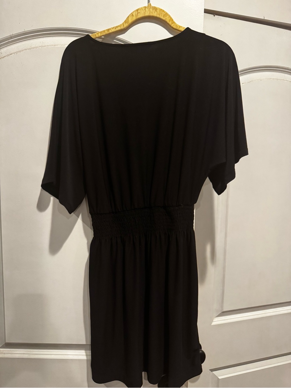 White House Black Market Black V‑Neck Smocked-Waist Dress - Picture 4 of 5